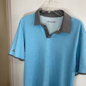 Adidas Climachill Short Sleeve Polo Shirt Casual Blue Golf Men's